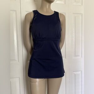 Athleta Removable Padding Bra Cup Blue Tankini Top Size 38 B/C